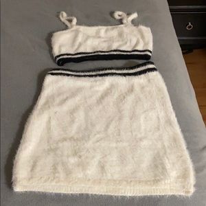 Cream Faux Fur Skirt & Top